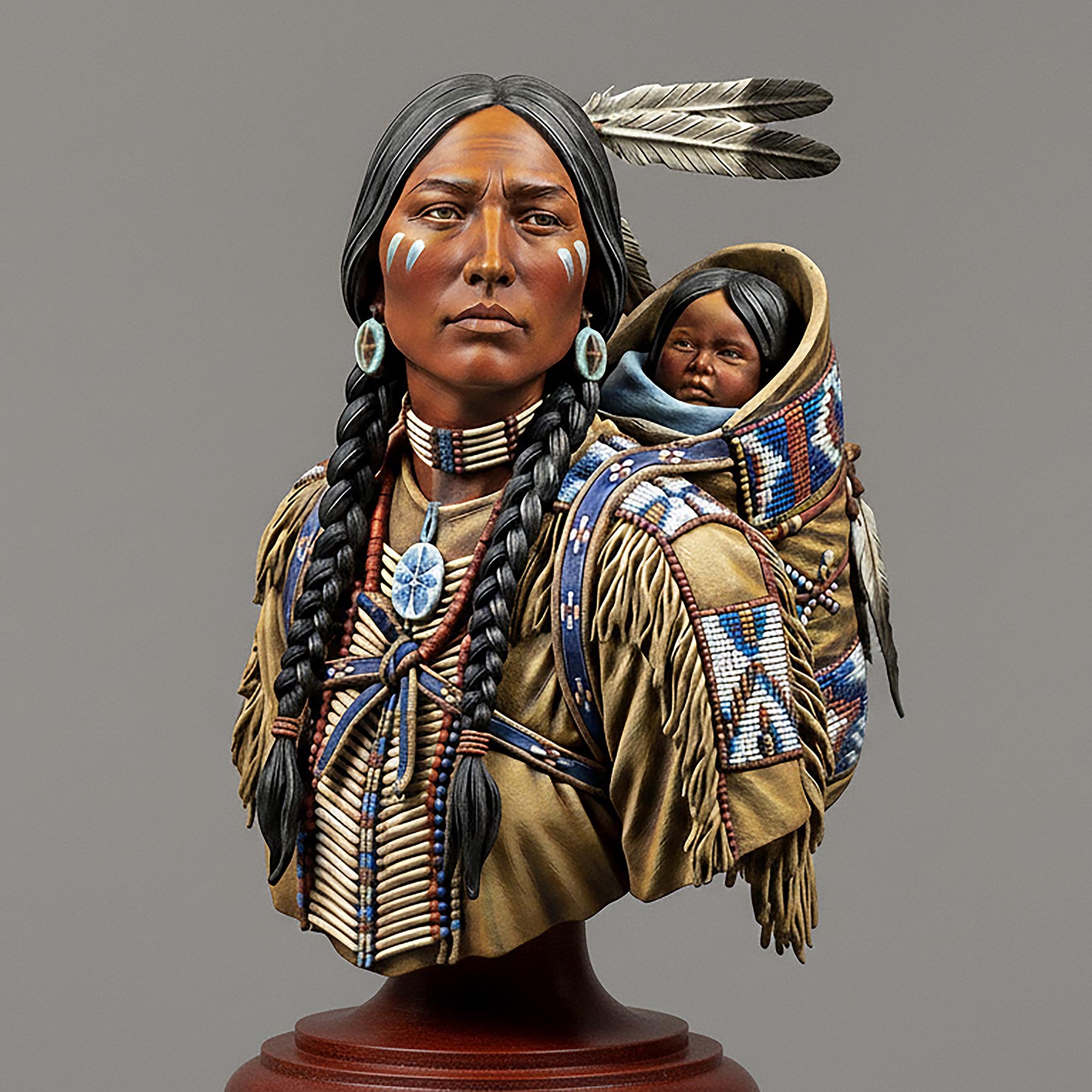 Art Girona Busts Sacajawea buste à peindre Amérindienne