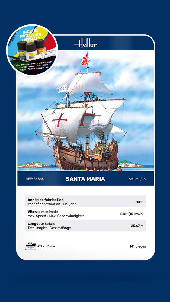 Heller Starter Kit Santa Maria maquette bateau 1/75 kit complet