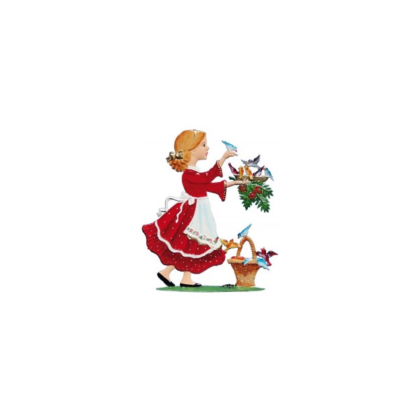 Art Girona Miniatures Girl with bird figurine fille à l’oiseau