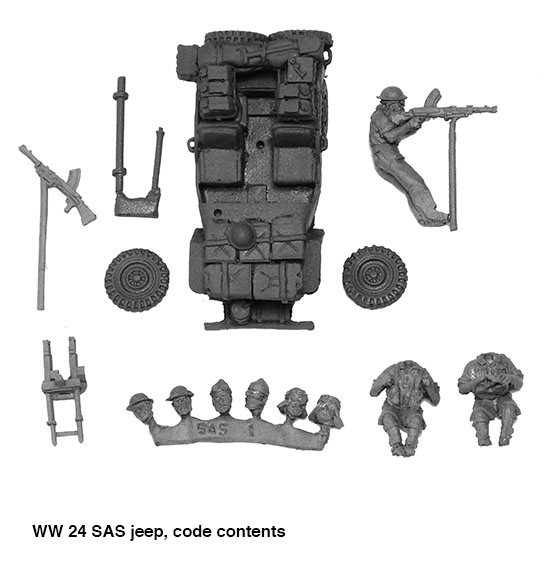 Perry WW24 SAS Jeep résine + équipage métal maquette