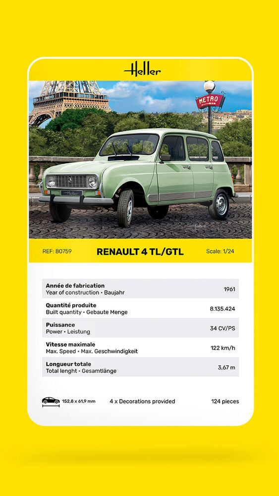Heller Renault 4TL/GTL 1/24 maquette voiture française