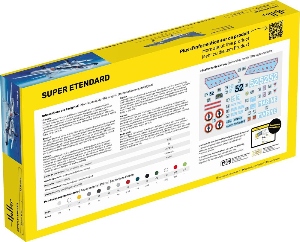 Heller Starter Kit Super Etendard 1/72 Maquette Avion Jet