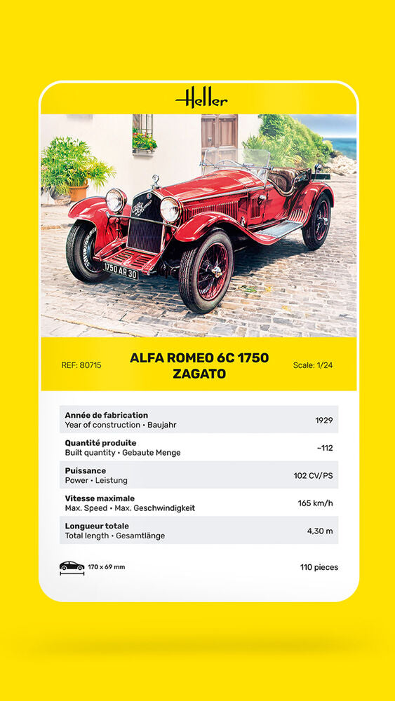 Heller Alfa Romeo 6C 1750 Zagato 1/24 maquette voiture ancienne