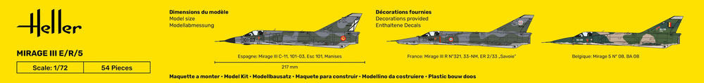 Heller Starter Kit Mirage III E 1/72 maquette avion jet