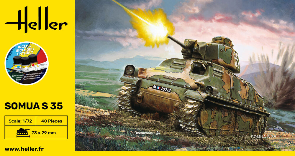 Heller Starter Kit Somua S35 1/72 maquette char complet