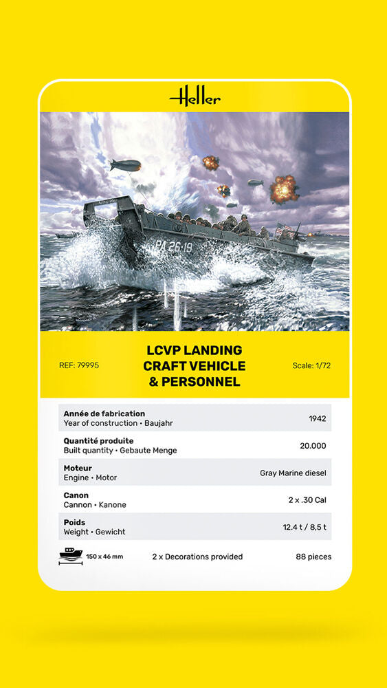 Heller The 9.99 LCVP Landing Craft Maquette Bateau 1/72 Débarquement