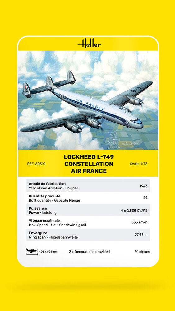 Heller Historical Collection L-749 Constellation maquette avion 1/72 Air France