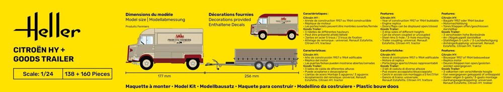 Heller Citroen HY + remorque 1/24 maquette fourgon