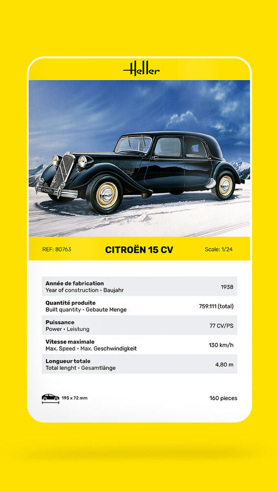 Heller Historical Collection Citroën 15 CV maquette voiture 1/24