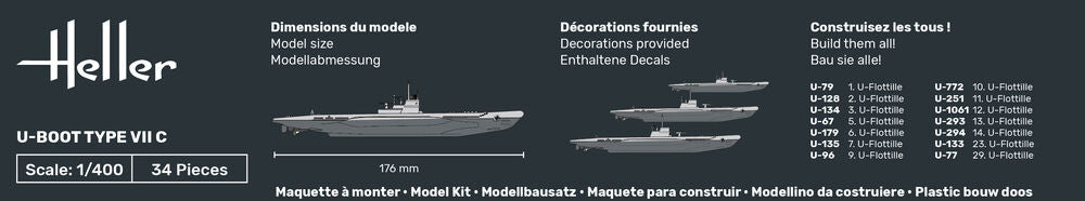 Heller Starter Kit U-Boot Type VII C maquette 1/400