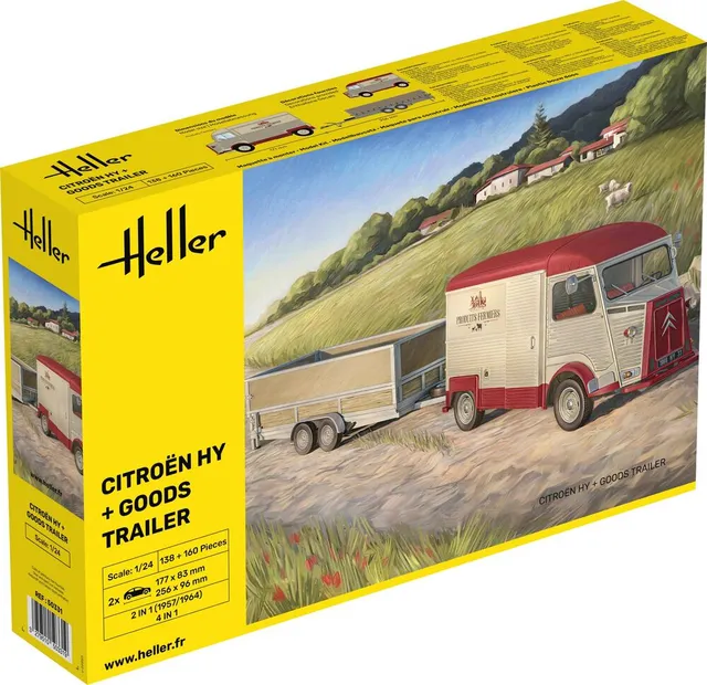 Heller Citroen HY + remorque 1/24 maquette fourgon