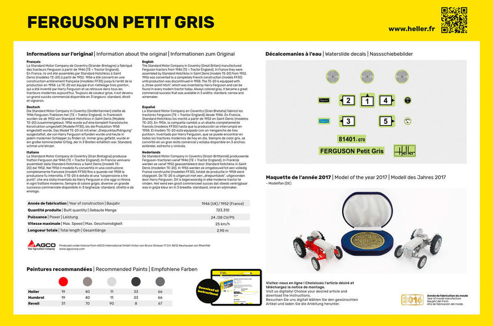Heller Ferguson Petit Gris 1/24 maquette tracteur