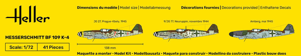 Heller Starter Kit Bf 109 K-4 1/72 maquette avion hélice