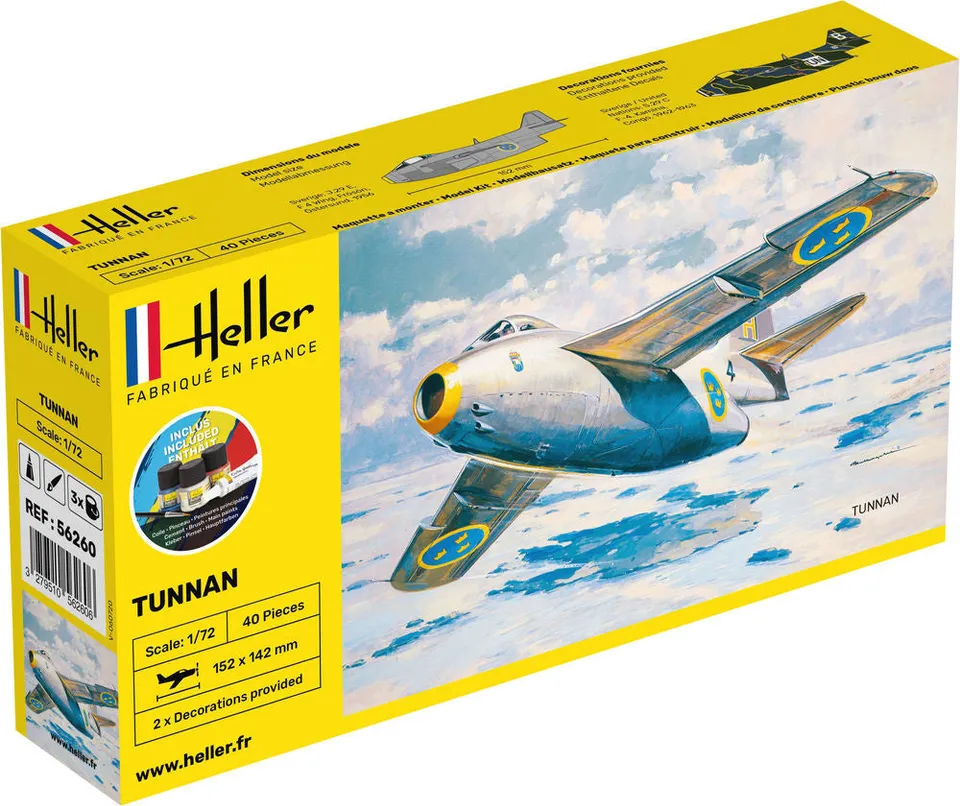 Heller Starter Kit Tunnan 1/72 maquette avion suédois