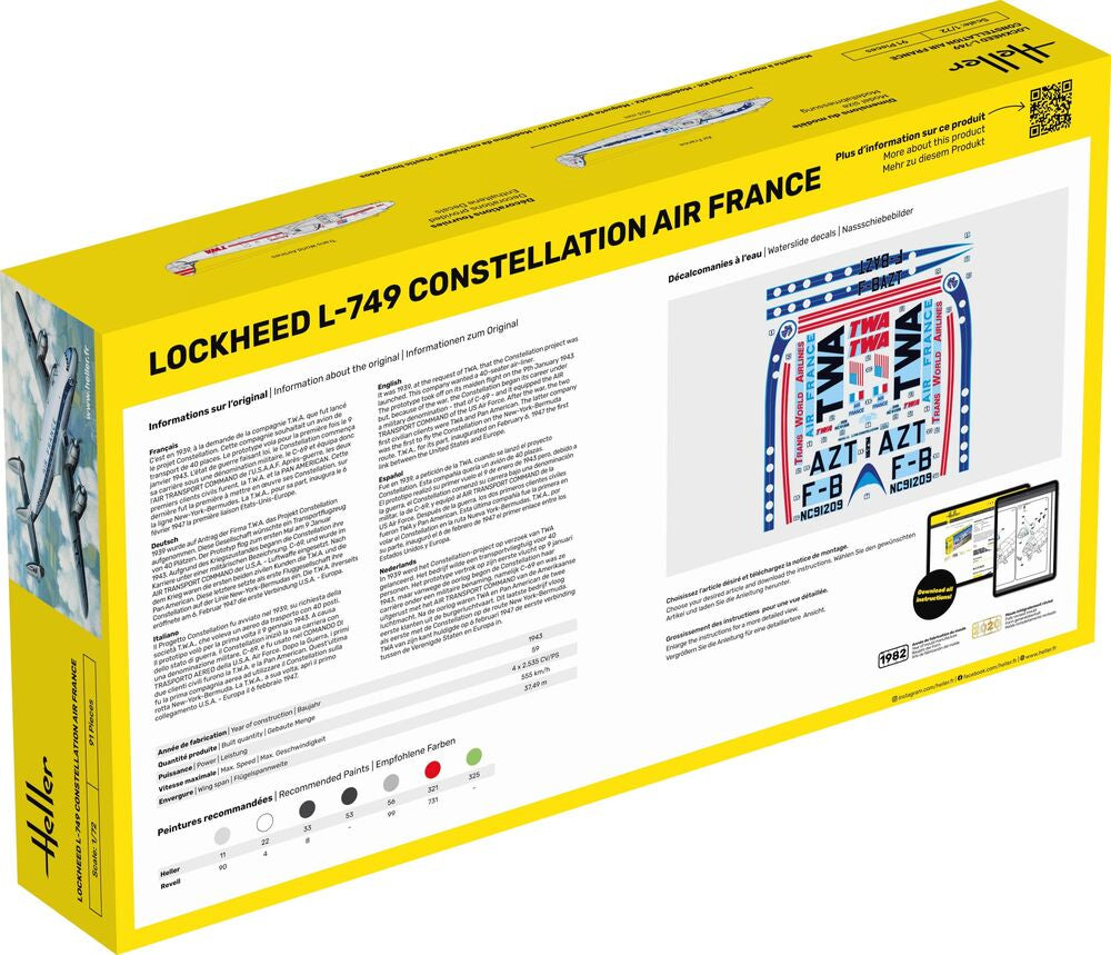Heller Historical Collection L-749 Constellation maquette avion 1/72 Air France