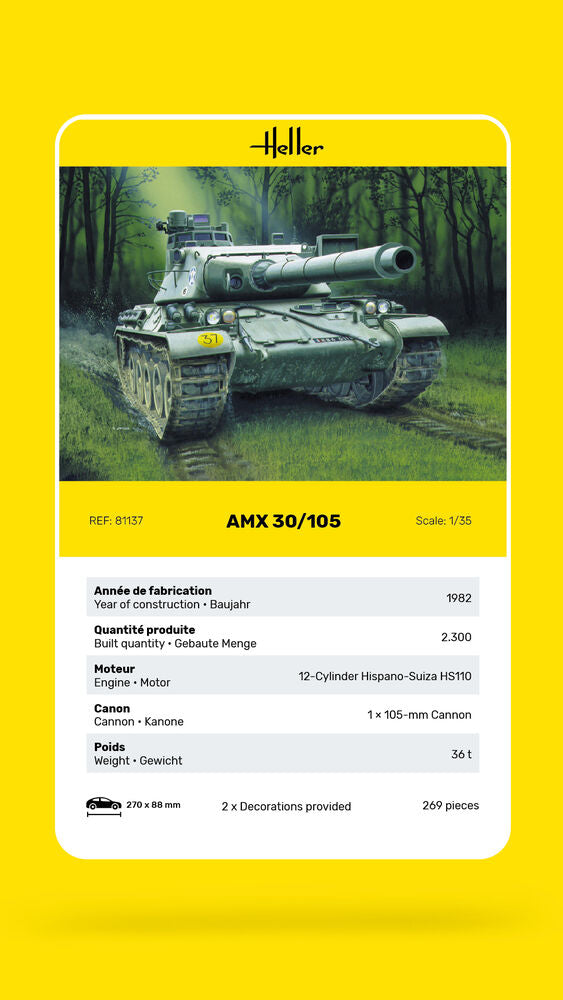 Heller Historical Collection AMX 30/105 1/35 maquette char français