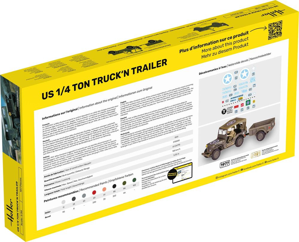 Heller Starter Kit US 1/4 Ton Truck 'n Trailer 1/35 maquette jeep