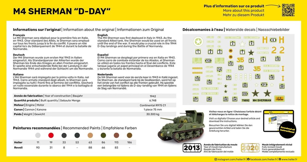 Heller Starter Kit M4 Sherman D-Day 1/72 maquette char