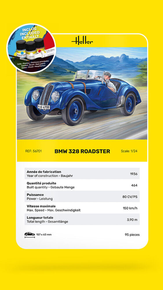 Heller Starter Kit BMW 328 Roadster 1/24 voiture complète