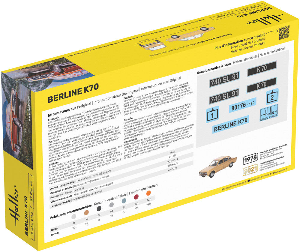 Heller The 9.99 K70 maquette voiture 1/43 plastique