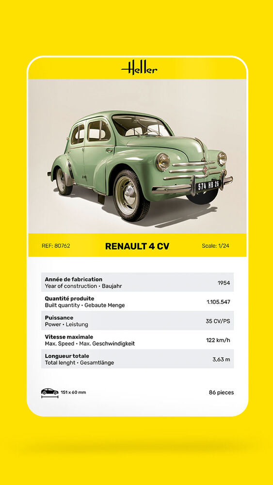 Heller Historical Collection Renault 4 CV maquette 1/24 citadine