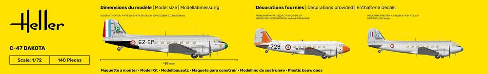 Heller Starter Kit C-47 Dakota 1/72 maquette avion complet