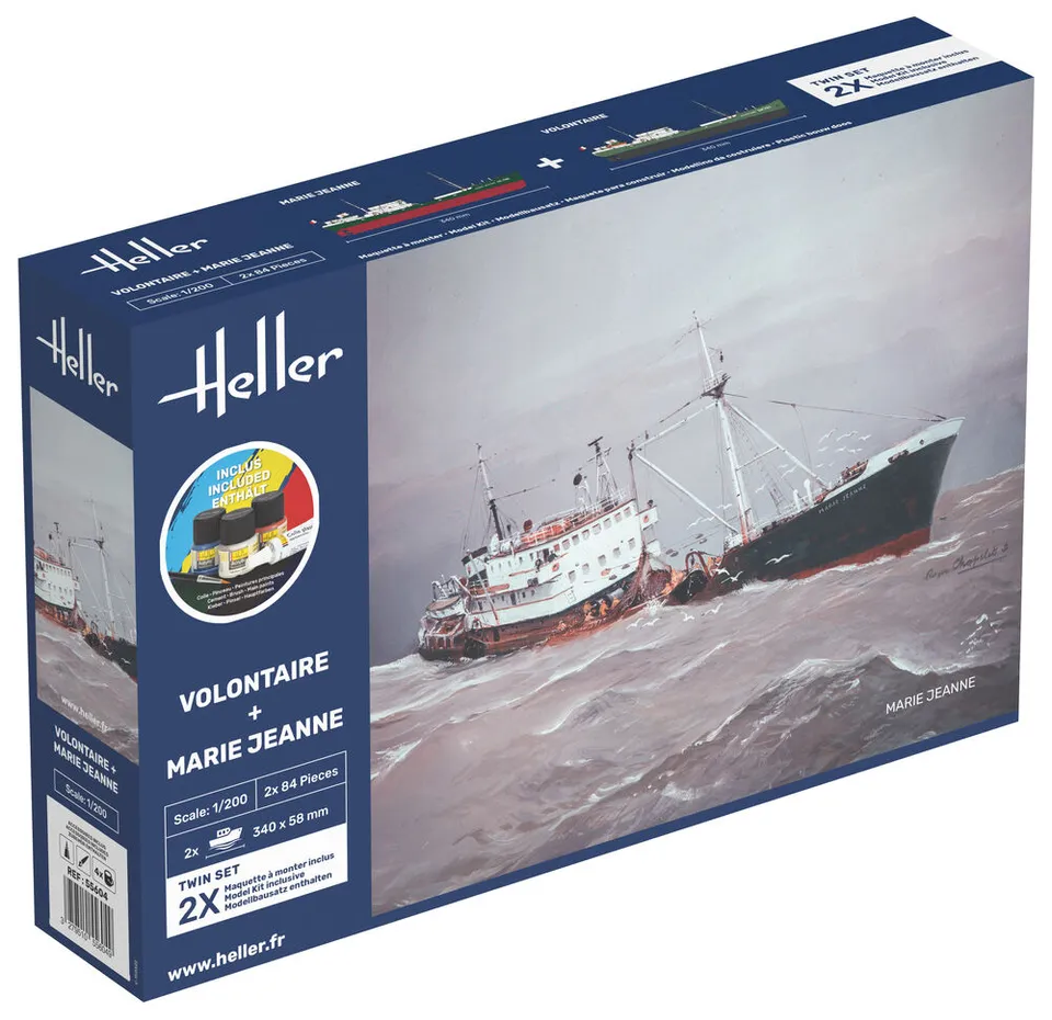 Heller Twinset Starter Kit Volontaire + Marie Jeanne maquette bateau 1/200