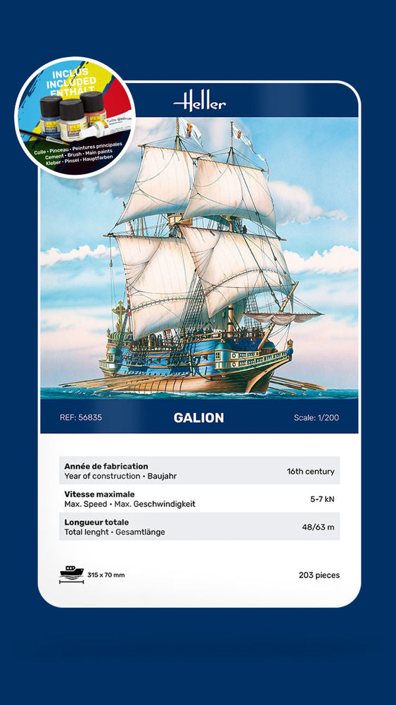 Heller Starter Kit Galion maquette bateau 1/200 complète