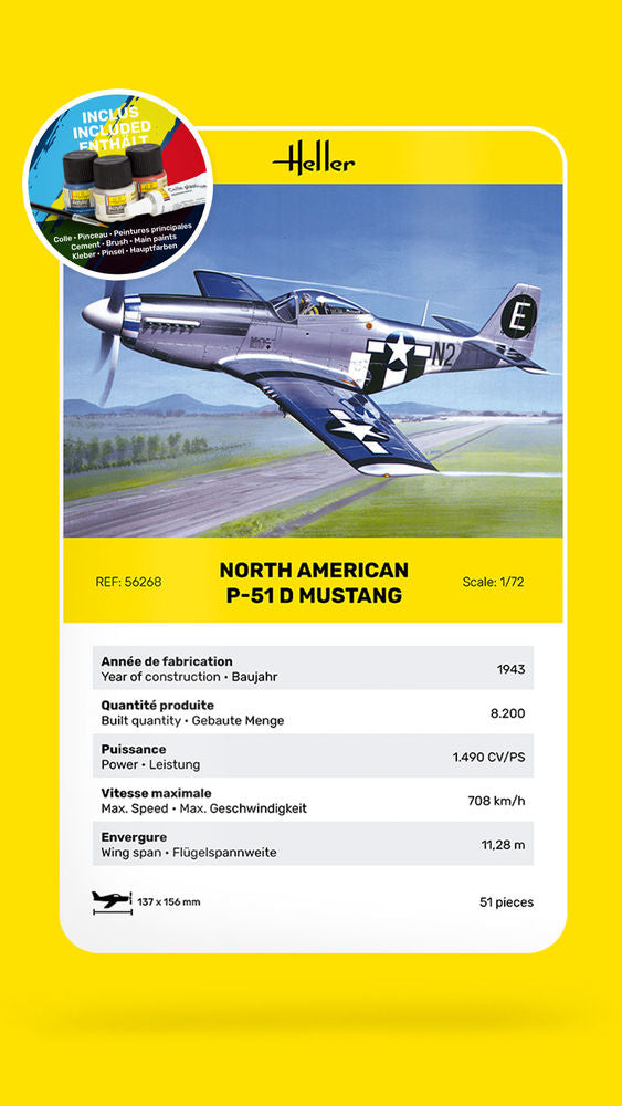 Heller Starter Kit P-51 Mustang maquette avion 1/72