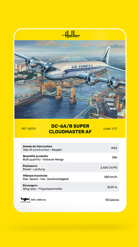 Heller Historical Collection DC-6 Super Cloudmaster maquette avion 1/72 Air France
