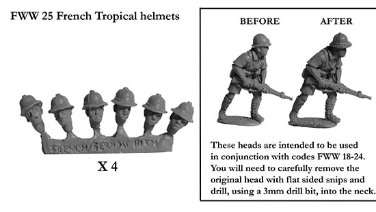 Perry Miniatures FWW25 casques tropicaux têtes conversion