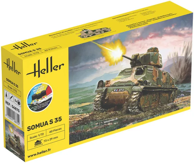 Heller Starter Kit Somua S35 1/72 maquette char complet
