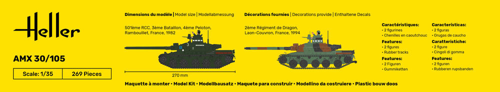 Heller Starter Kit AMX 30/105 1/35 maquette char + kit complet