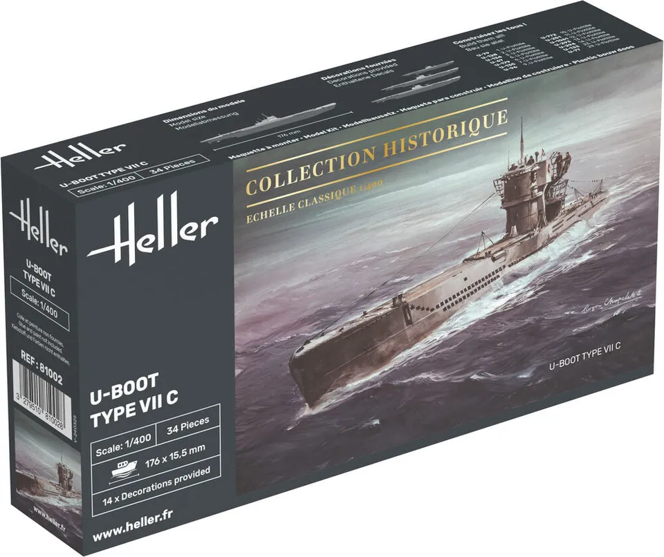Heller 9.99 U-Boot Type VII C 1/400 maquette sous-marin