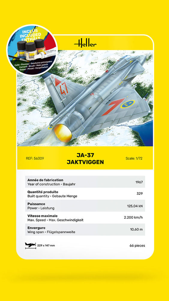 Heller Starter Kit Ja-37 Jaktviggen maquette avion 1/72