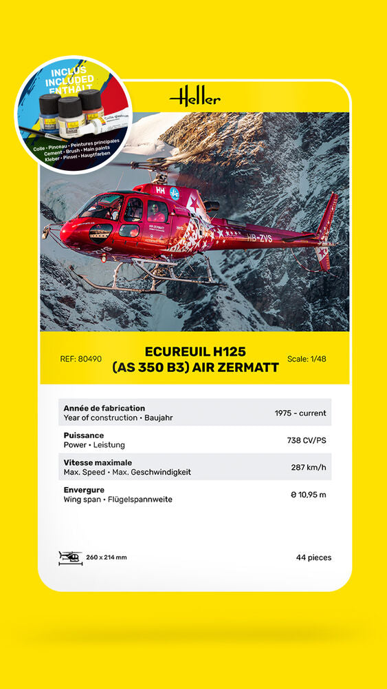 Heller Starter Kit Écureuil H125 1/48 maquette hélico