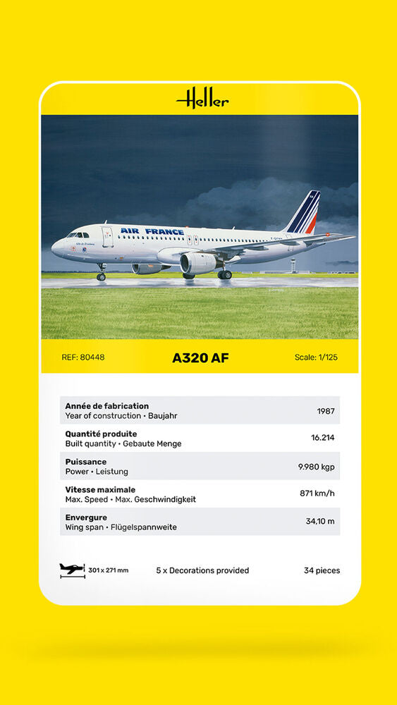 Heller Historical A320 AF Maquette Avion 1/125 Air France