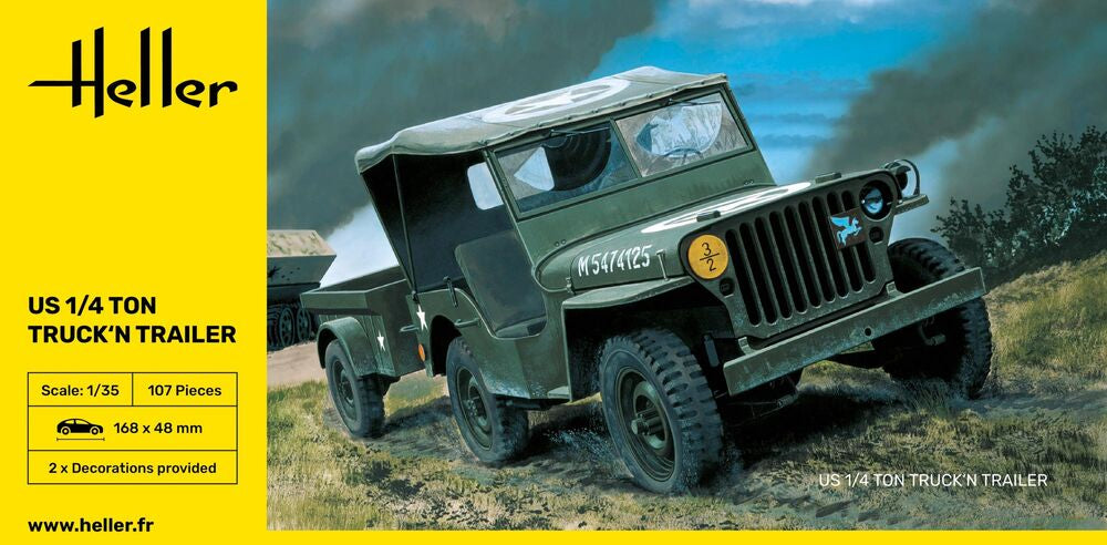 Heller US Truck Trailer 1/35 maquette jeep Willys