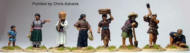 Perry Miniatures SAM52 Villagers figurines métal samouraï 8 pièces