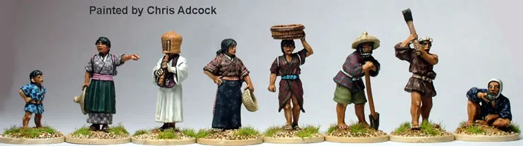 Perry Miniatures SAM52 Villagers figurines métal samouraï 8 pièces