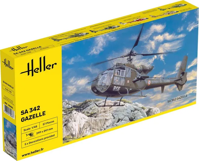 Heller SA 342 Gazelle 1/48 Maquette Hélicoptère Militaire