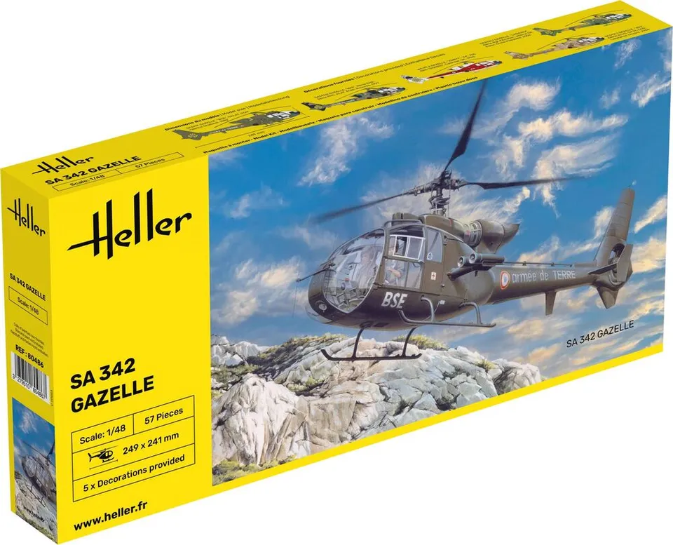 Heller SA 342 Gazelle 1/48 Maquette Hélicoptère Militaire
