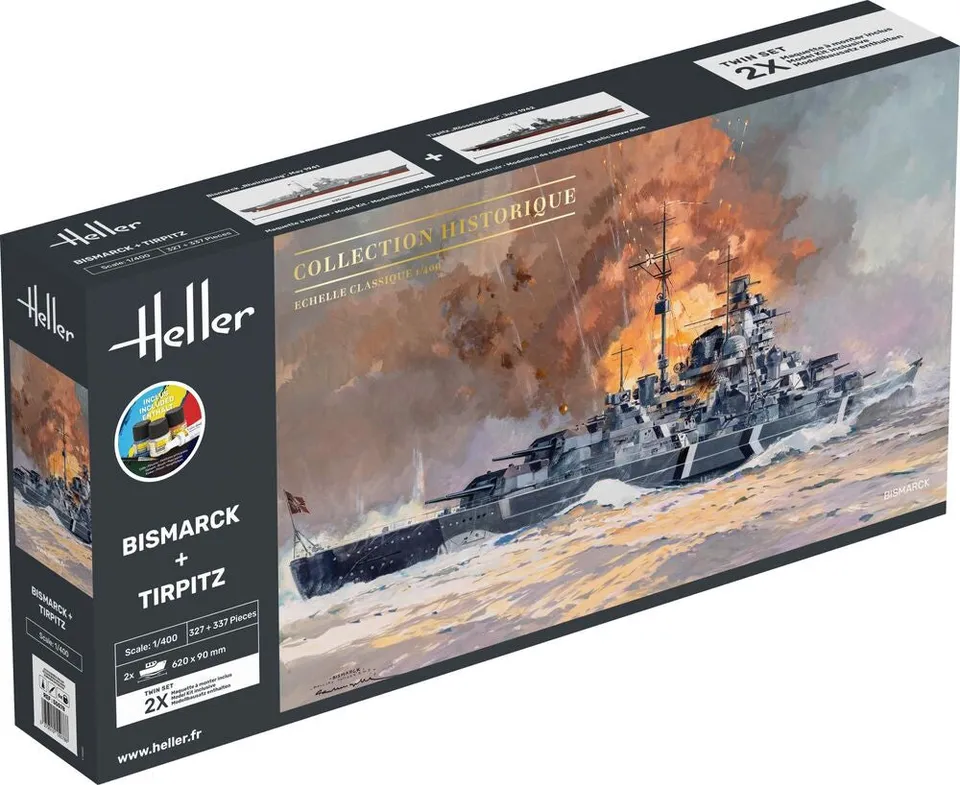 Heller Twinset Bismarck + Tirpitz maquette bateau 1/400