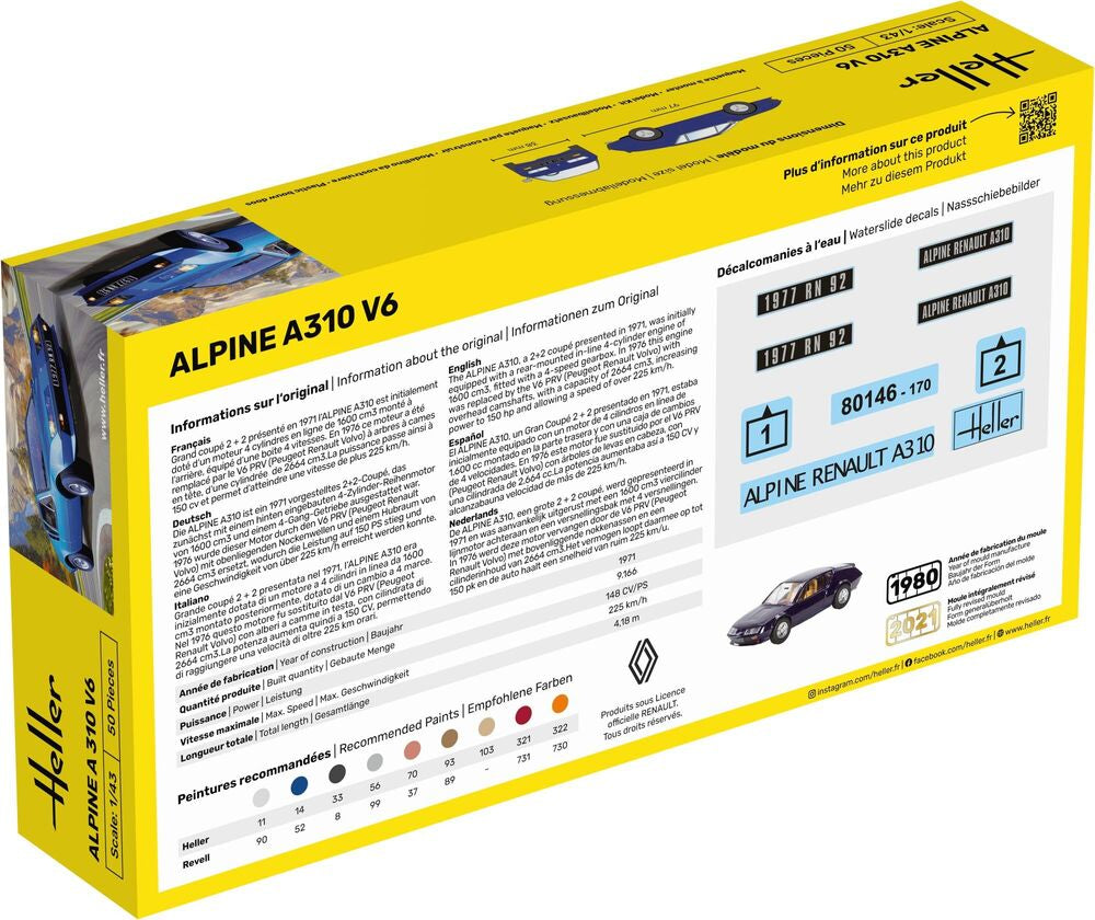 Heller Starter Kit Alpine A310 1/43 maquette voiture kit complet