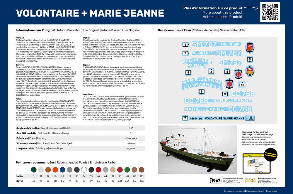 Heller Twinset Volontaire + Marie Jeanne 1/200 maquette bateau