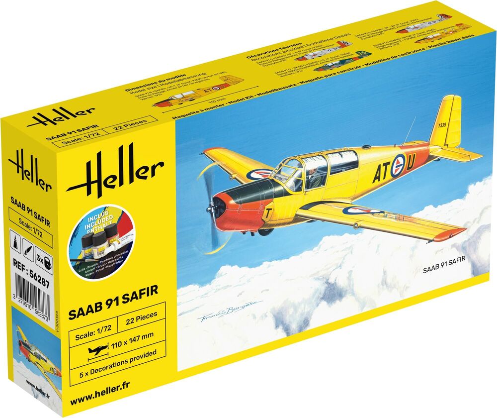 Heller Starter Kit Safir 91 1/72 maquette avion complète