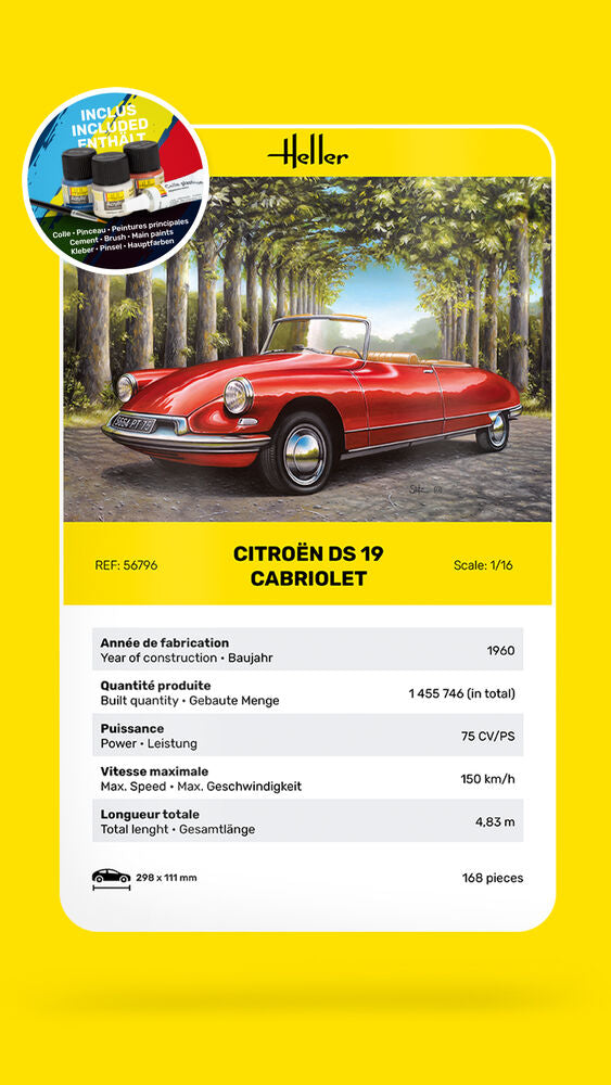 Heller Starter Kit Citroën DS 19 Cabriolet 1/16 voiture