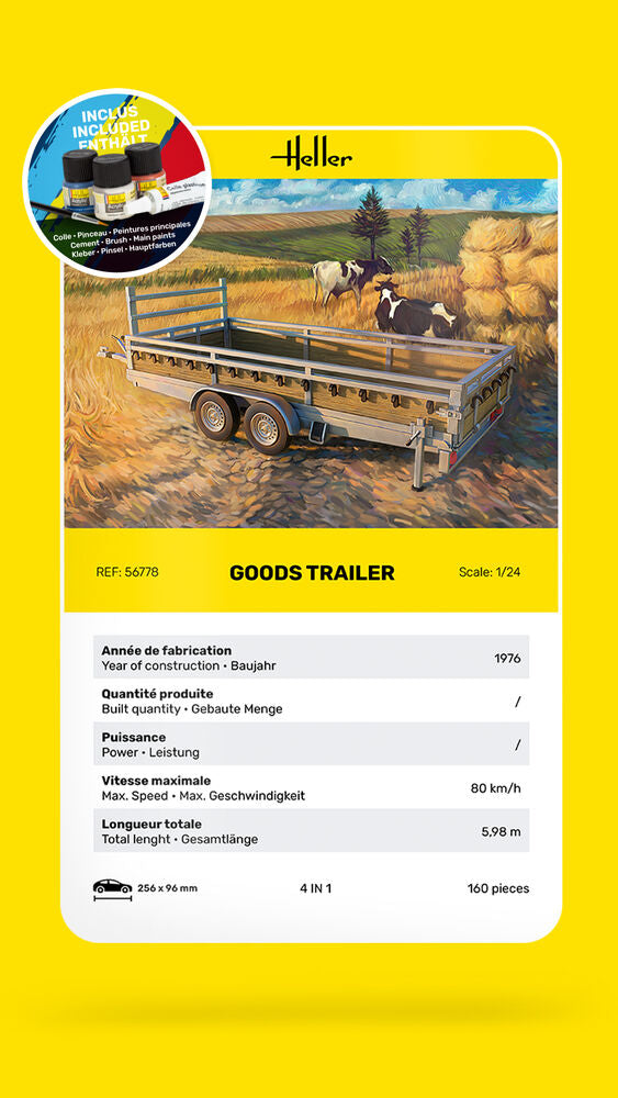 Heller Starter Kit Goods Trailer 1/24 maquette remorque kit complet