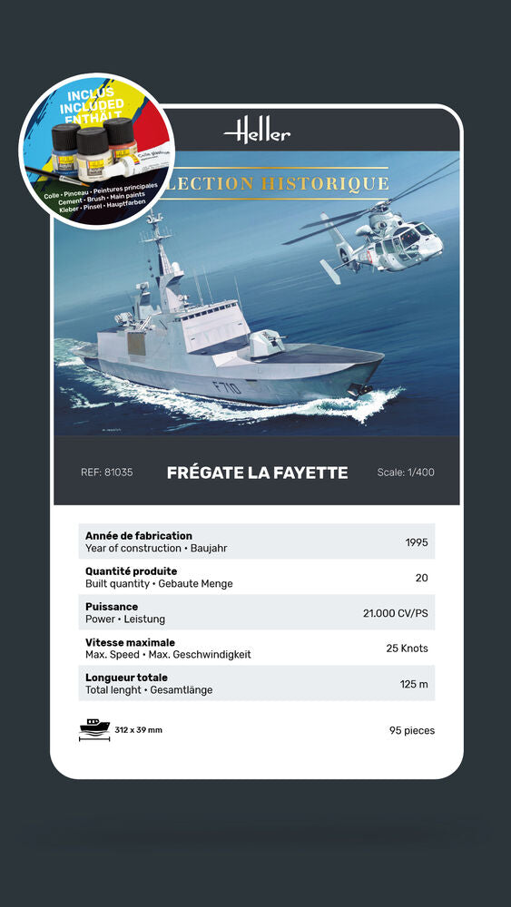 Heller Starter Kit Frégate La Fayette 1/400 maquette bateau