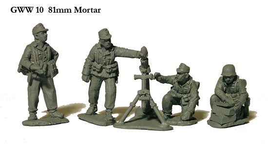 Perry World War 2 GWW 10 Mortier 81mm + 4 servants métal